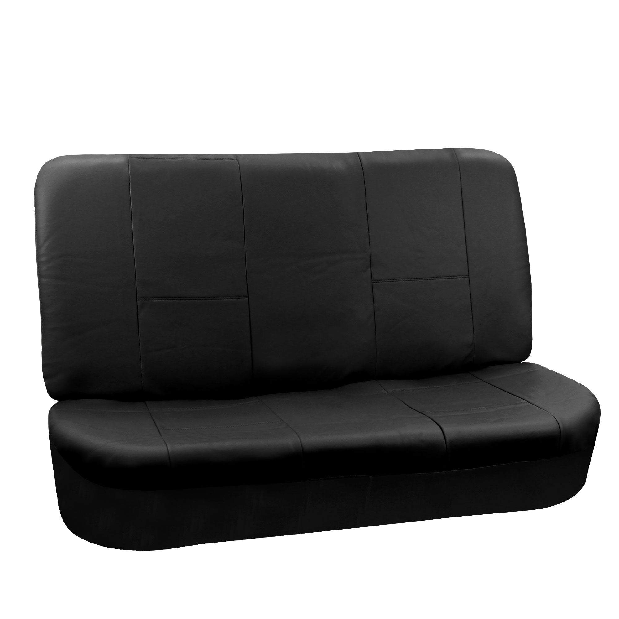 FH Group Faux Leather Airbag Compatible and Split Bench Car Seat Covers， Full Set， Black