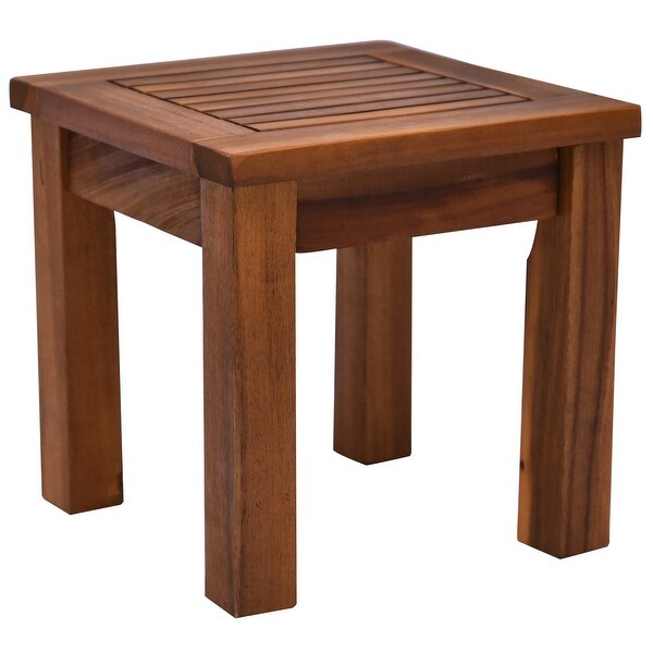 Outsunny 3 Piece Outdoor Side Nesting Table Patio Set with Acacia Wood Build and MultiFunctional Design