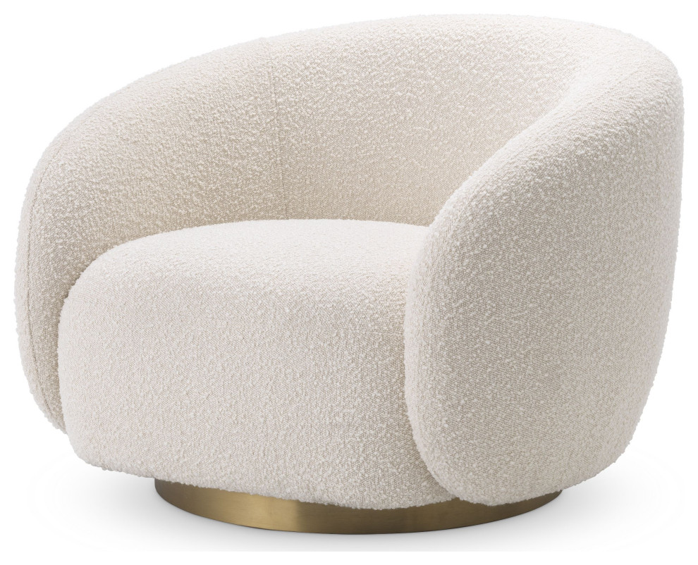 Boucle Curved Swivel Chair  Eichholtz Brice   Contemporary   Armchairs And Accent Chairs   by Oroa   Distinctive Furniture  Houzz