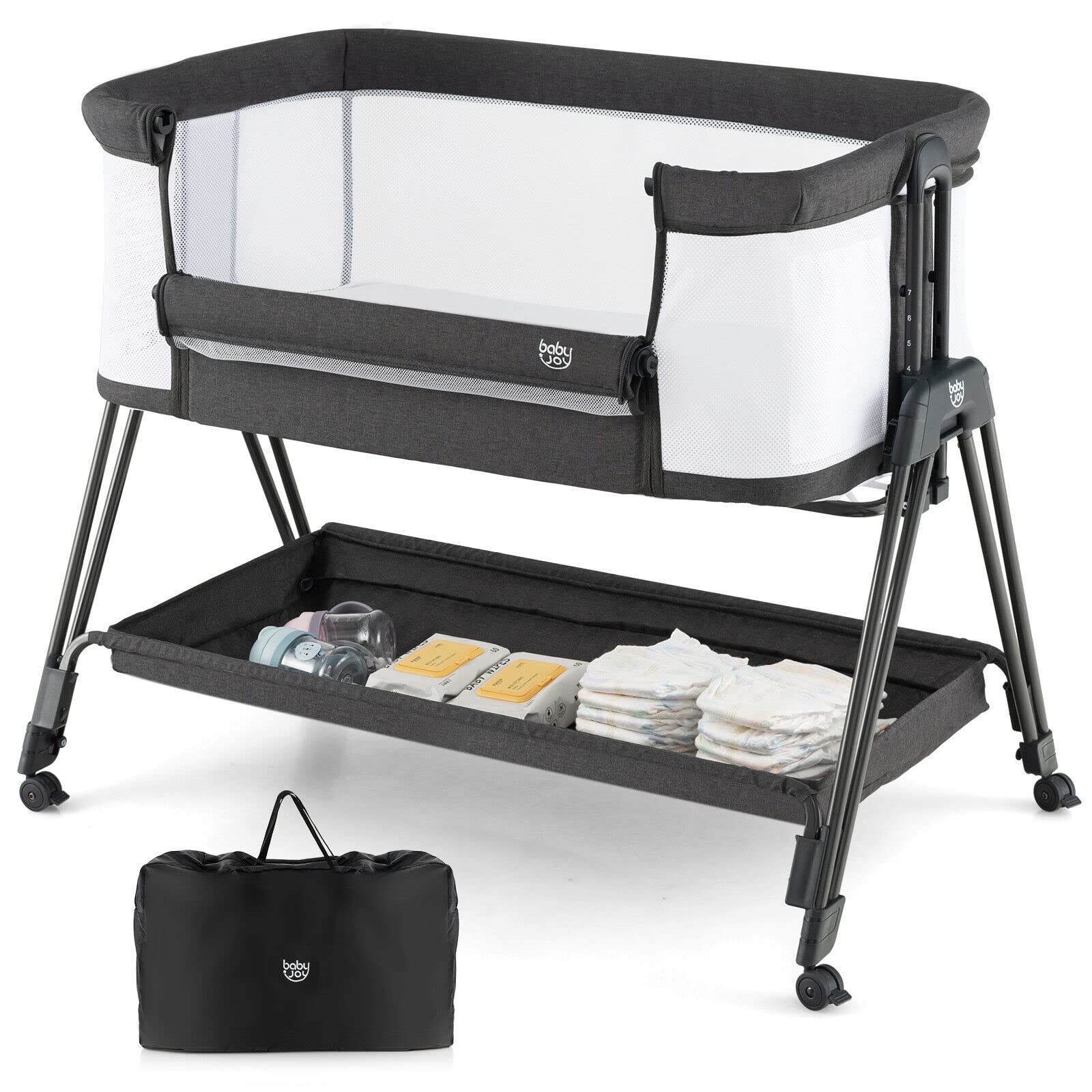 Costzon Bassinet Bedside Sleeper, Easy Folding Baby Crib