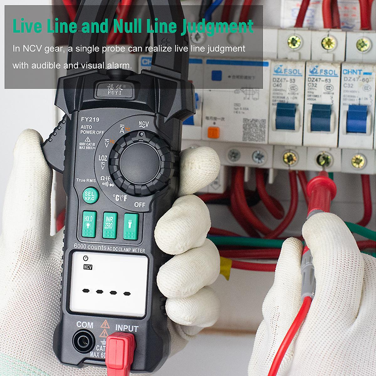 Fuyi Ac Dc Inrush Current Clamp Meter 6000 Count Automatic Range Clamp Multimeter Temperature Testing Multifunctional Dual Display True Rms Ac Dc Surg