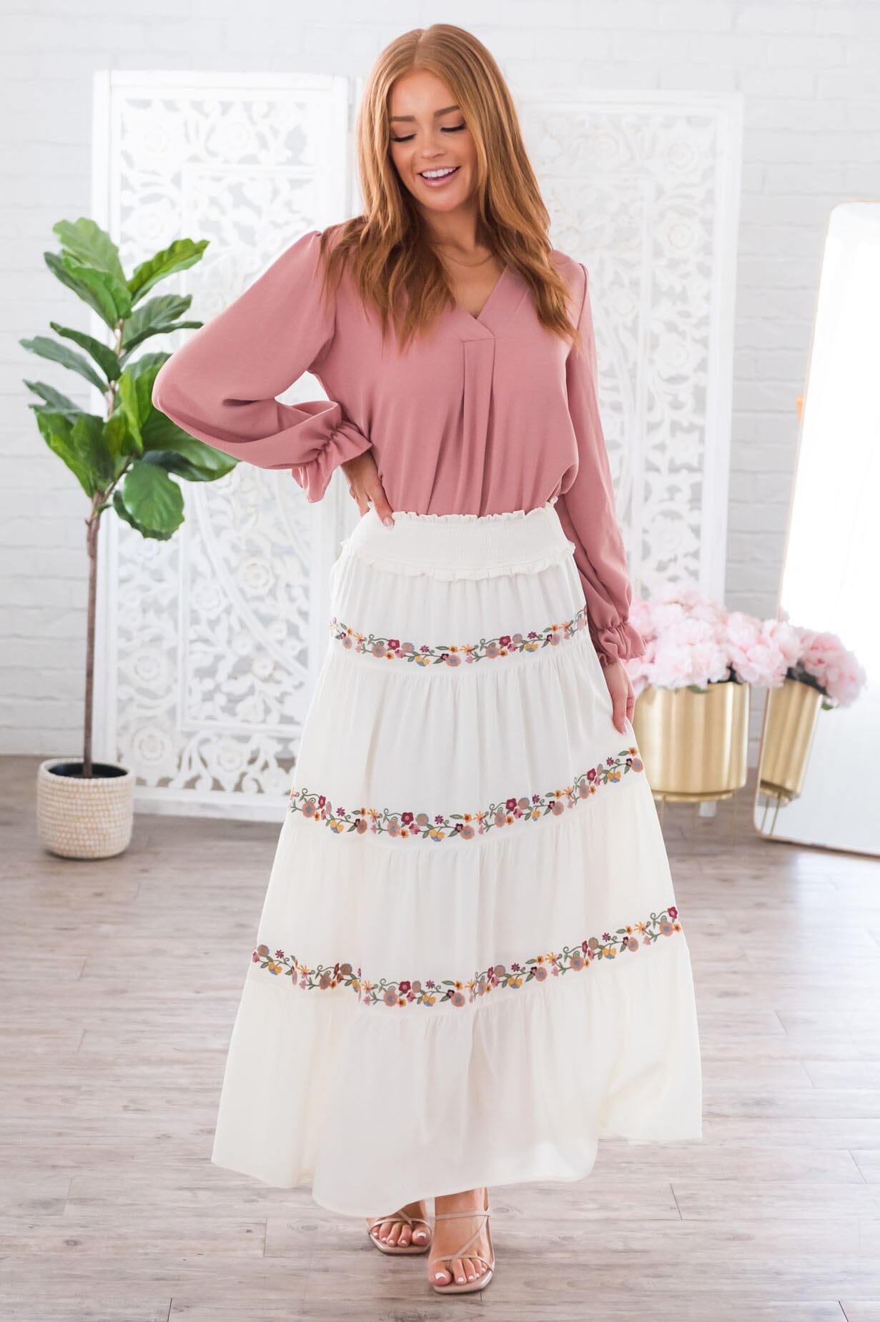 Sway My Way Modest Tiered Skirt