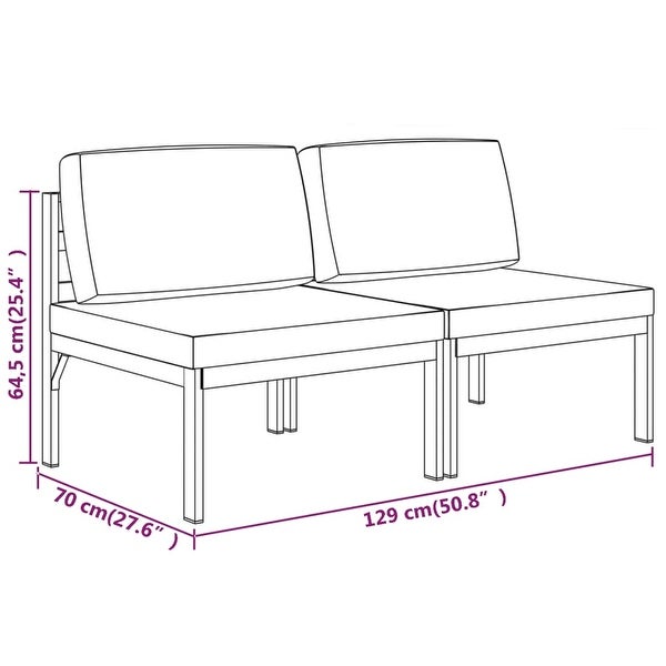 2-Seater Patio Sofa with Cushions Aluminum Anthracite - Overstock - 36196027