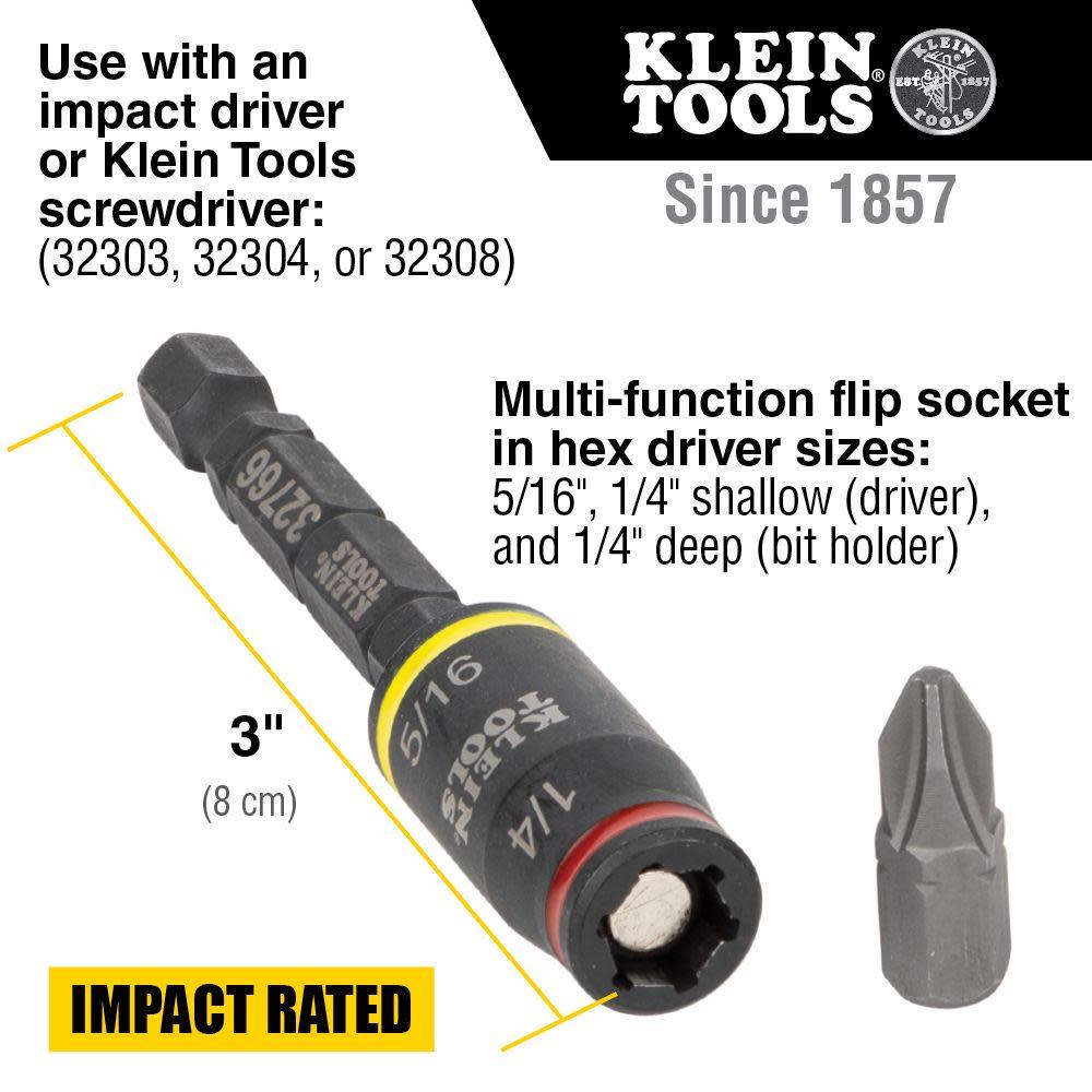 Klein Tools 3 in 1 Impact Flip Socket