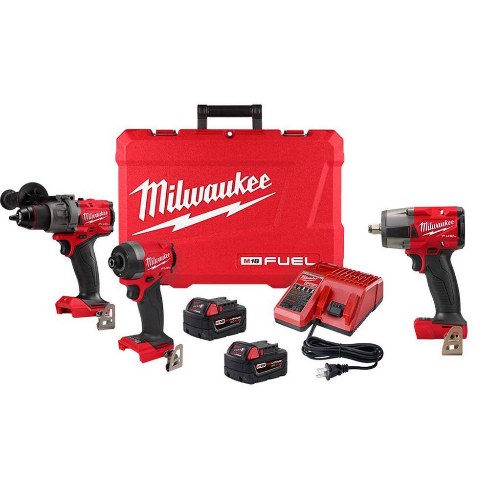 MW M18 FUEL 18-V Lithium-Ion Brushless Cordless Hammer DrillImpact Driver Combo Kit (2-Tool) with 12 in. Impact Wrench 3697-22-2962-20