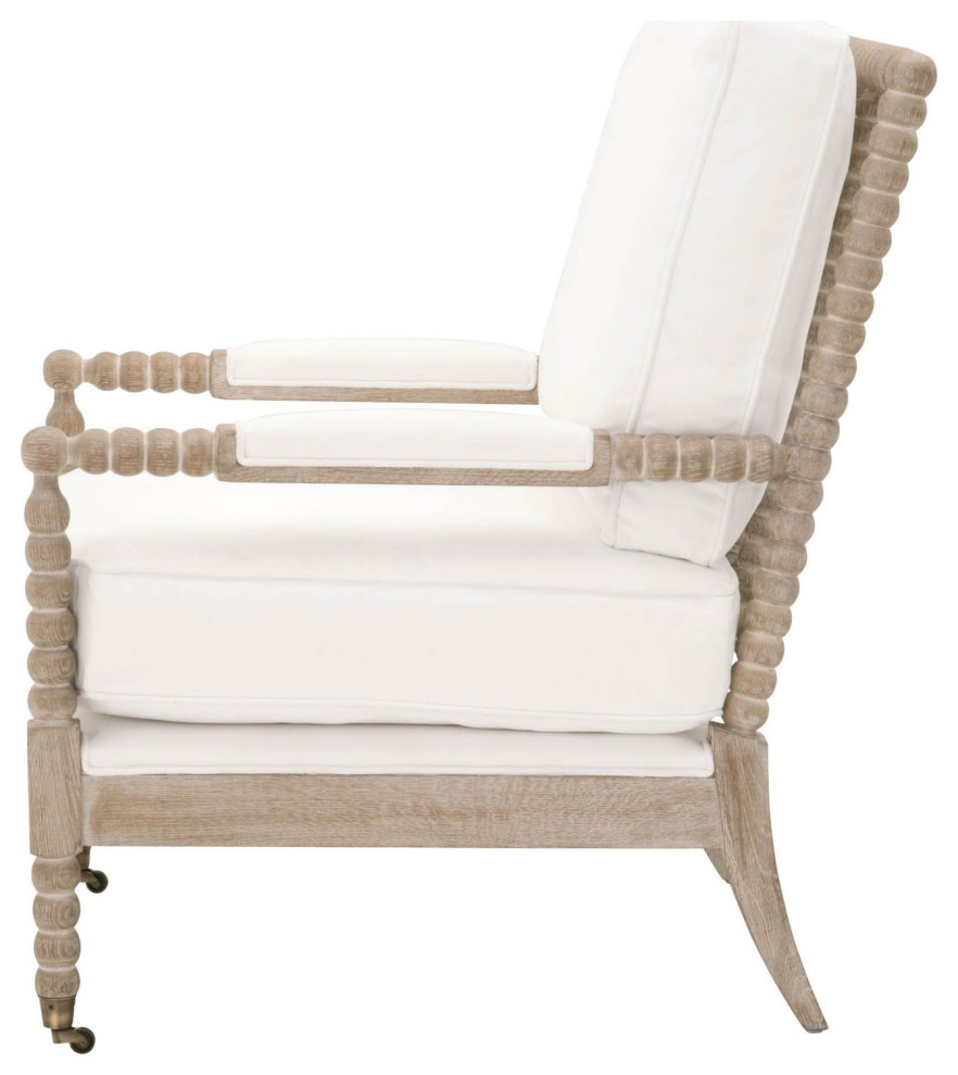 Essentials For Living Stitch  ampHand Rouleau Club Chair  Pearl   Farmhouse   Armchairs And Accent Chairs   by Unlimited Furniture Group  Houzz