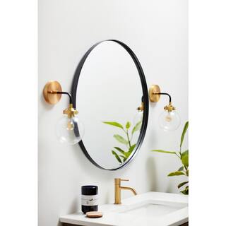 better bevel 36 in. x 36 in. Framed Round Bathroom Vanity Mirror in Black 20027