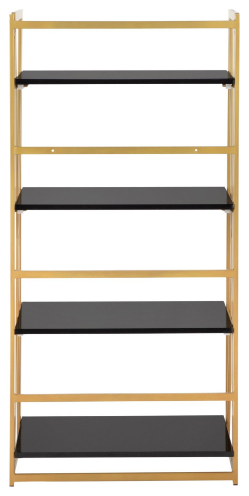 Folia Bookcase  Gold Metal  Black MDF   Contemporary   Bookcases   by LumiSource  Houzz