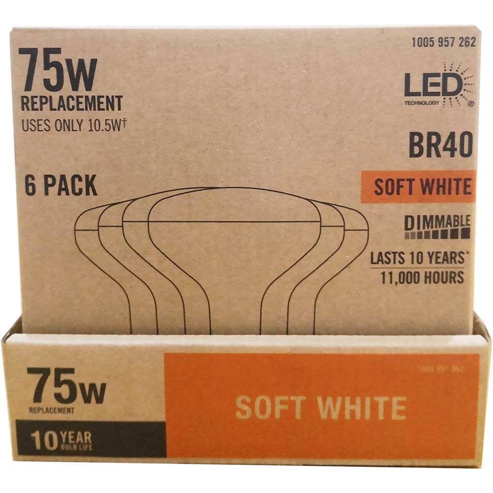 75-Watt Equivalent BR40 CEC Dimmable LED Light Bulb Soft White (6-Pack) BR40112WE26120V