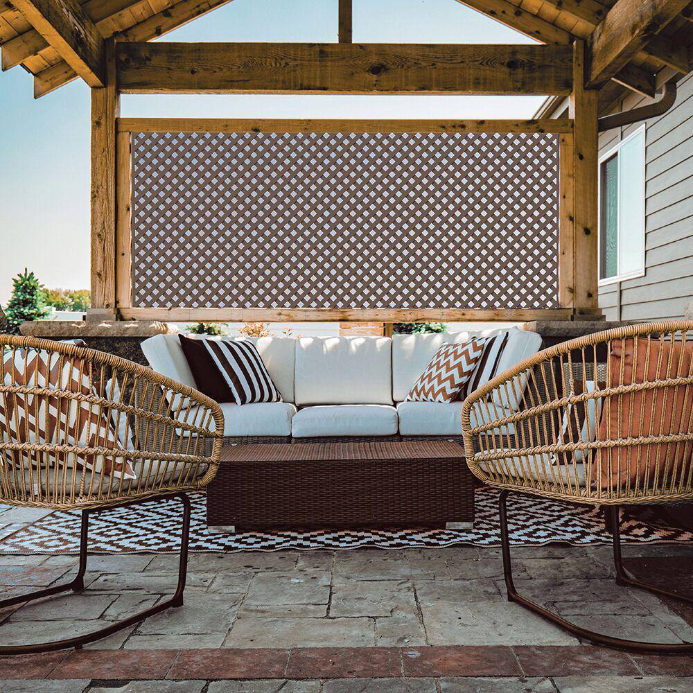 Barrette Outdoor Living 4 ft. x 8 ft. Espresso Diamond Privacy Vinyl Lattice 73053437