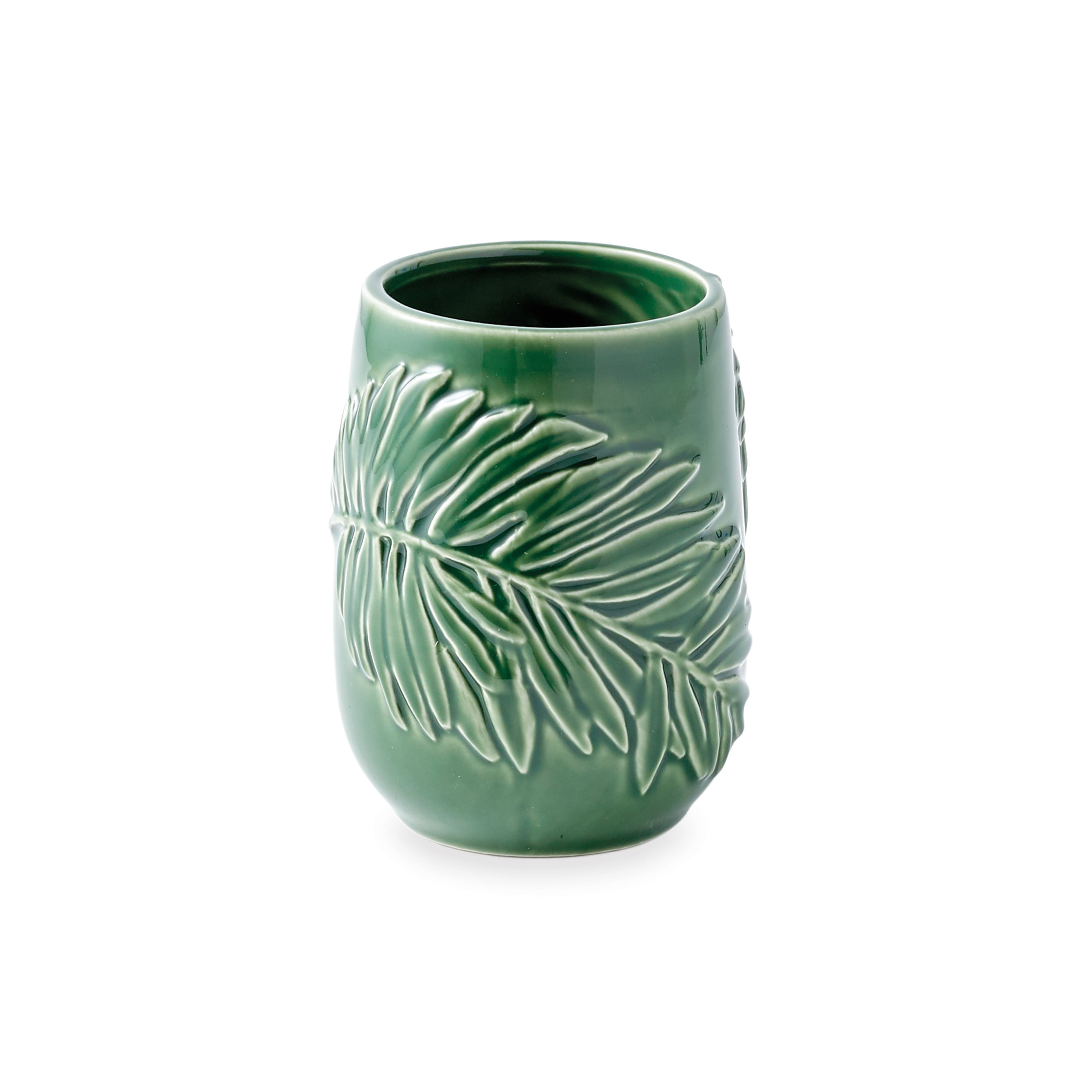 Destinations Indoor Garden Tumbler Bath Accessories， Ceramic， Green， 4.02