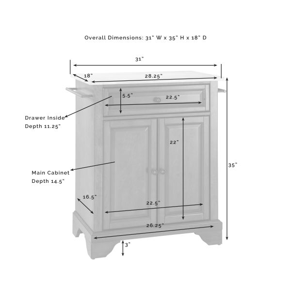 Lafayette Wood Top Portable Kitchen Island/Cart