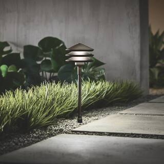 Hampton Bay Low Voltage Landscape Antique Brass 3-Tier Path Light with 4.5-Watt 100 lumen Integrated LED LWP-P1BR3000KA2