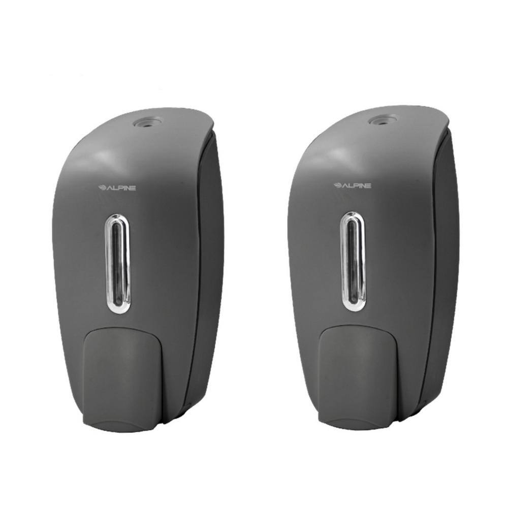 Alpine Industries 27 oz. Gray Surface Mount Manual Push Button Commercial Soap Dispenser (2-Pack) 425-GRY-2PK