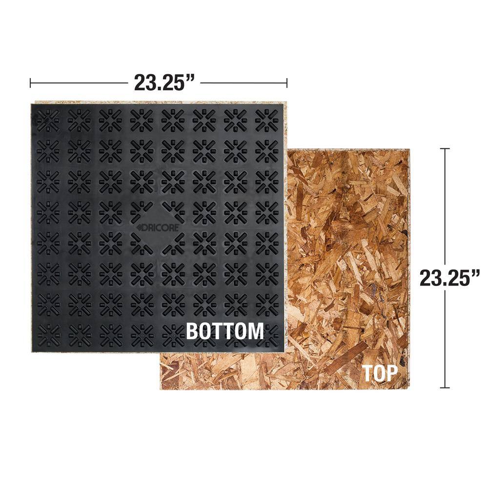 DRICORE Subfloor Membrane Panel 34 in. x 2 ft. x 2 ft. Oriented Strand Board FG10006