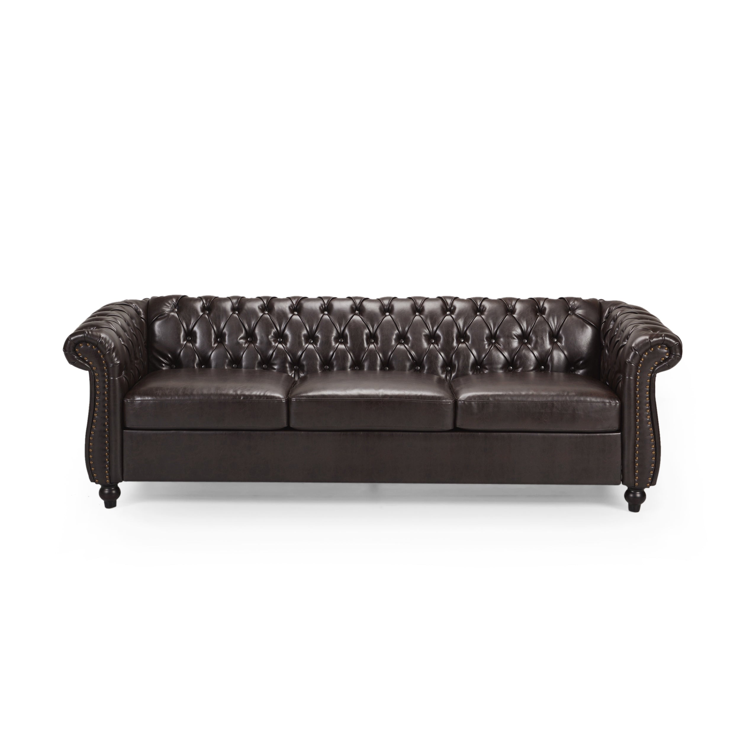 Adetokunbo Tufted Leather Chesterfield 3 Seater Sofa