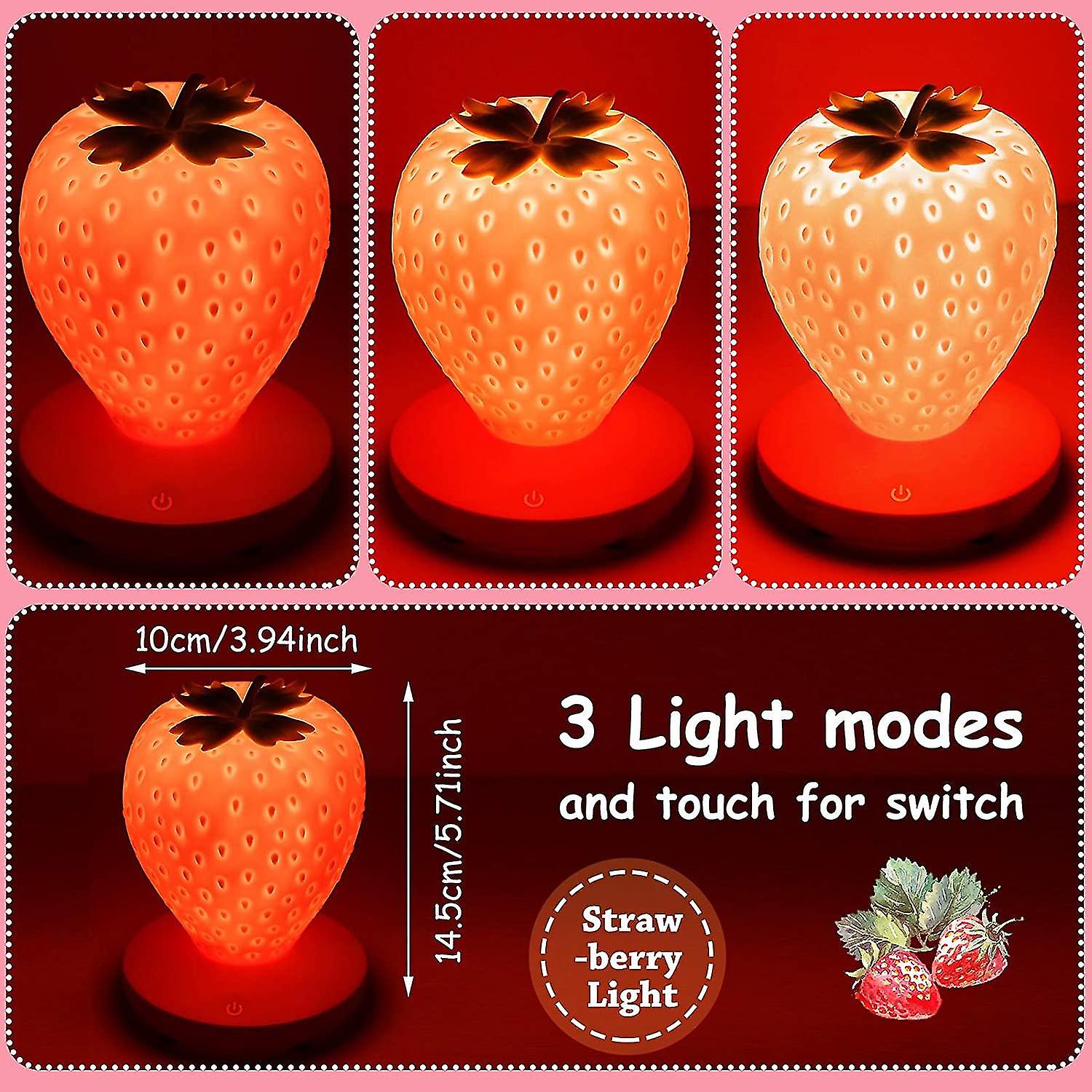 Strawberry Night Light， Cute Silicone Strawberry Lamp Nursery Led Cute Kids Night Light