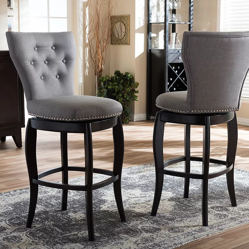 Baxton Studio Leonice Faux-Leather Swivel Counter Stool 2-piece Set