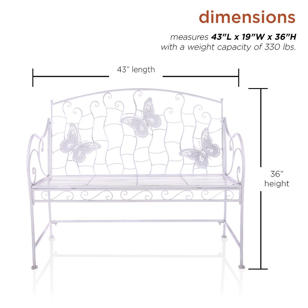 Alpine Corporation Indoor/Outdoor 2 Person Metal Garden Bench