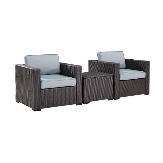 Biscayne 3pc Outdoor Wicker Seating Set Mist Crosley