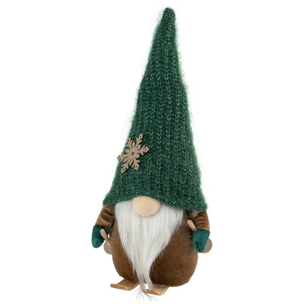 Skiing Gnome with Snowflake Knitted Hat Christmas Decoration