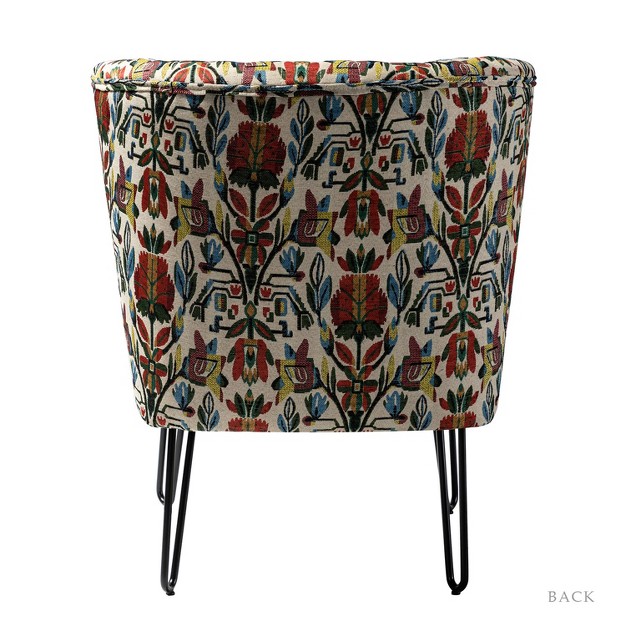 Bernarda Living Room Armless Accent Chair With Floral Pattern Karat Home floral