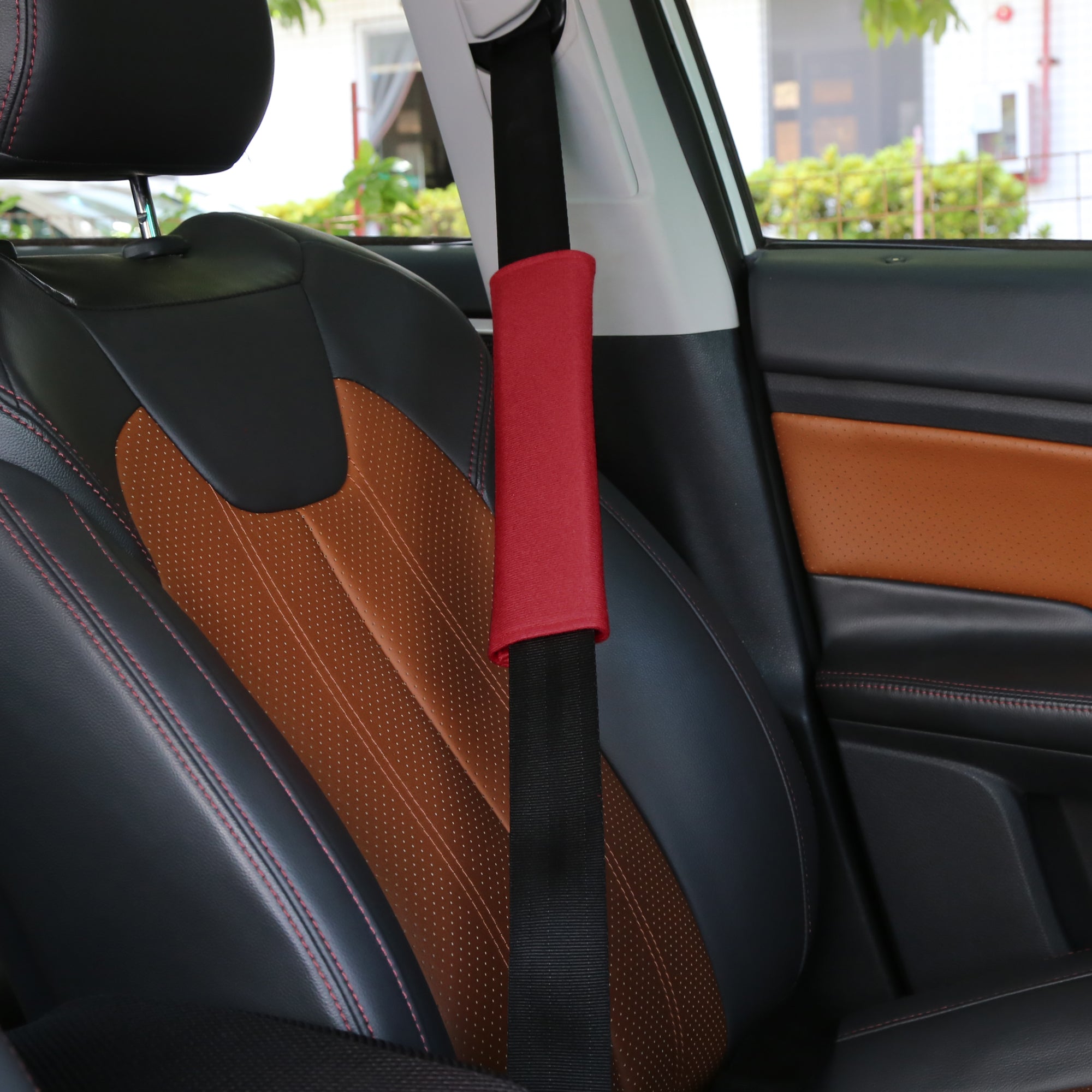 Unique Bargains Universal Red Car Safety Seat Belt Pads Cover with Soft Polyester Fiber Auto Seatbelt Shoulder Pad 4 Pcs