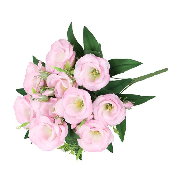 Set of 2 Pink Artificial Lisianthus Prairie Flower Stem Bush Bouquet 19in