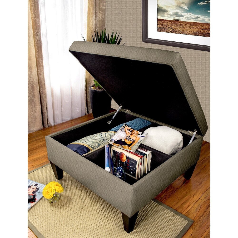 MJL Furniture Manhattan Espresso Upholstered Organizational Cocktail Ottoman Table