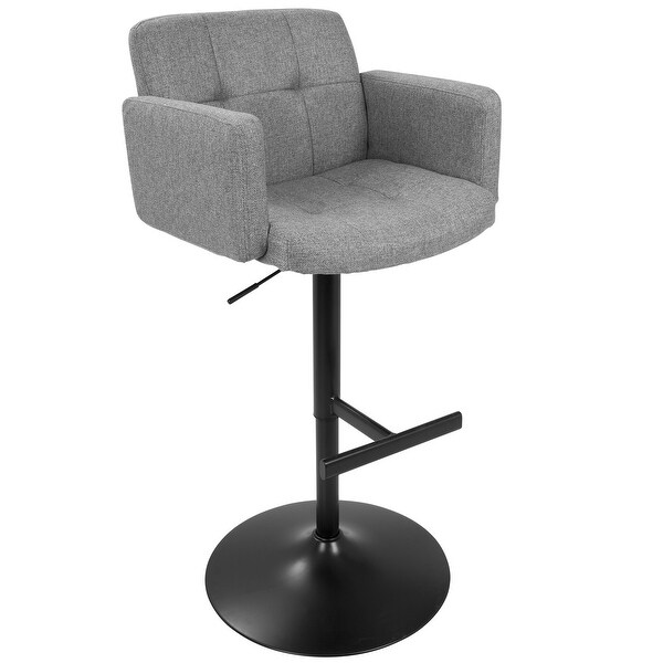 Strick and Bolton Lambert Grey Fabric and Black Metal Adjustable Bar Stool