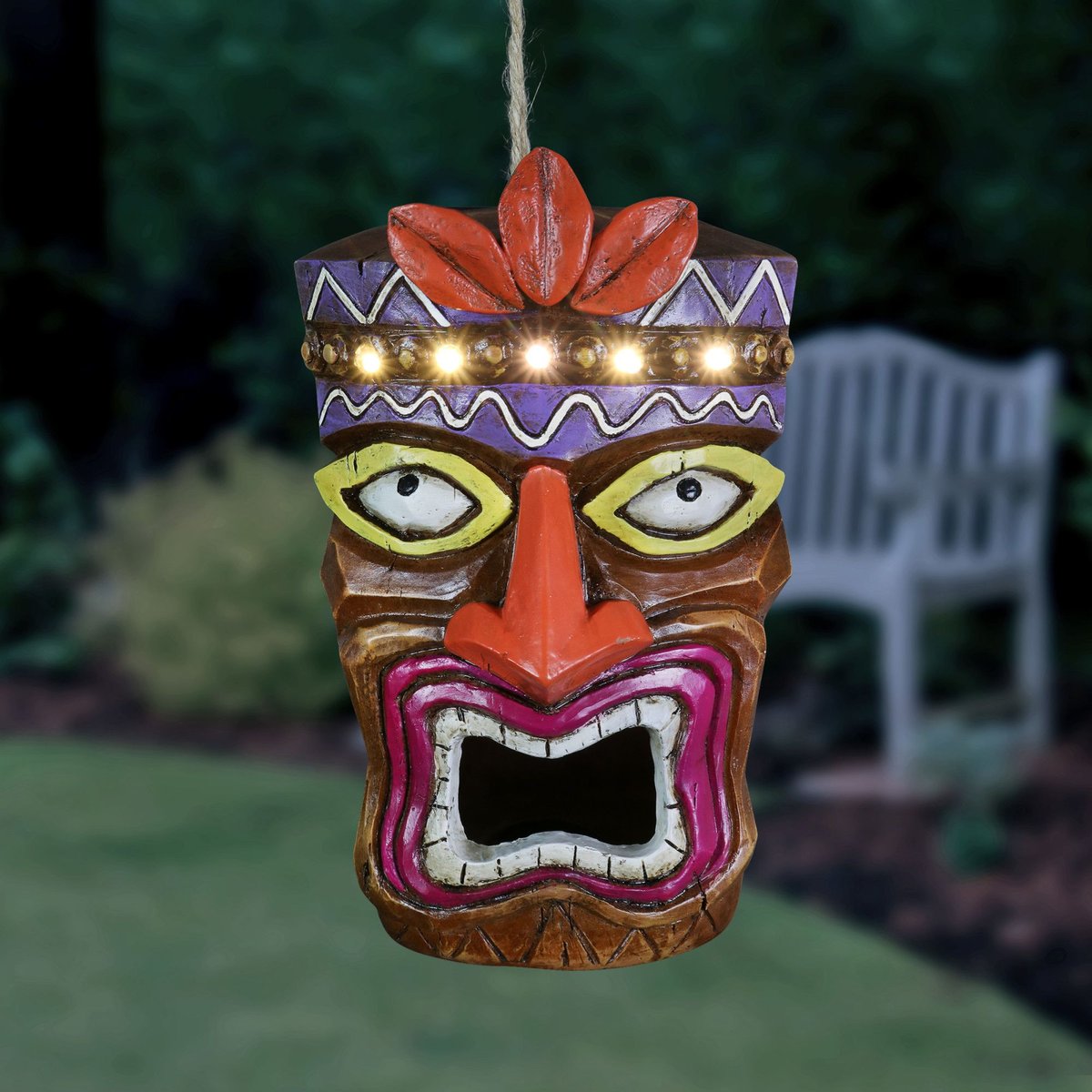 Exhart Solar Tiki Bird House