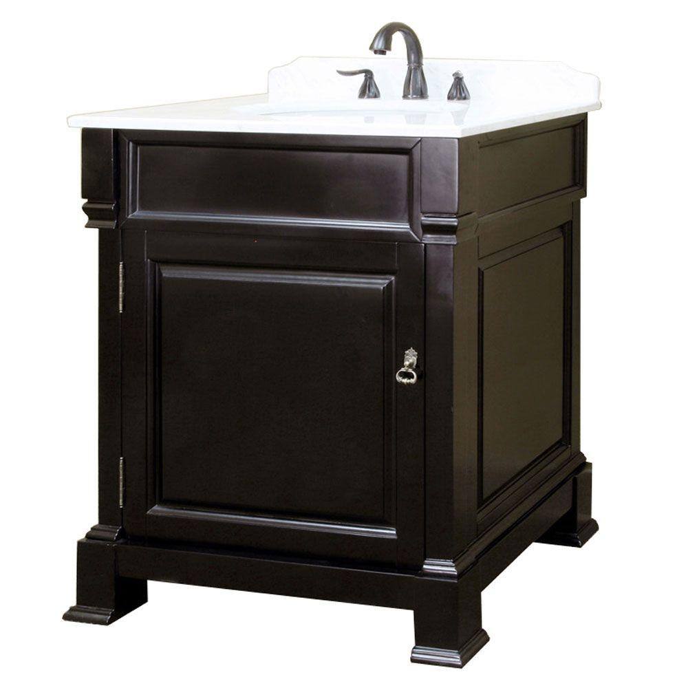 Bellaterra Home Olivia 30 in. W x 35-12 in. H Single Vanity in Espresso with Marble Vanity Top in White BT5030-ES