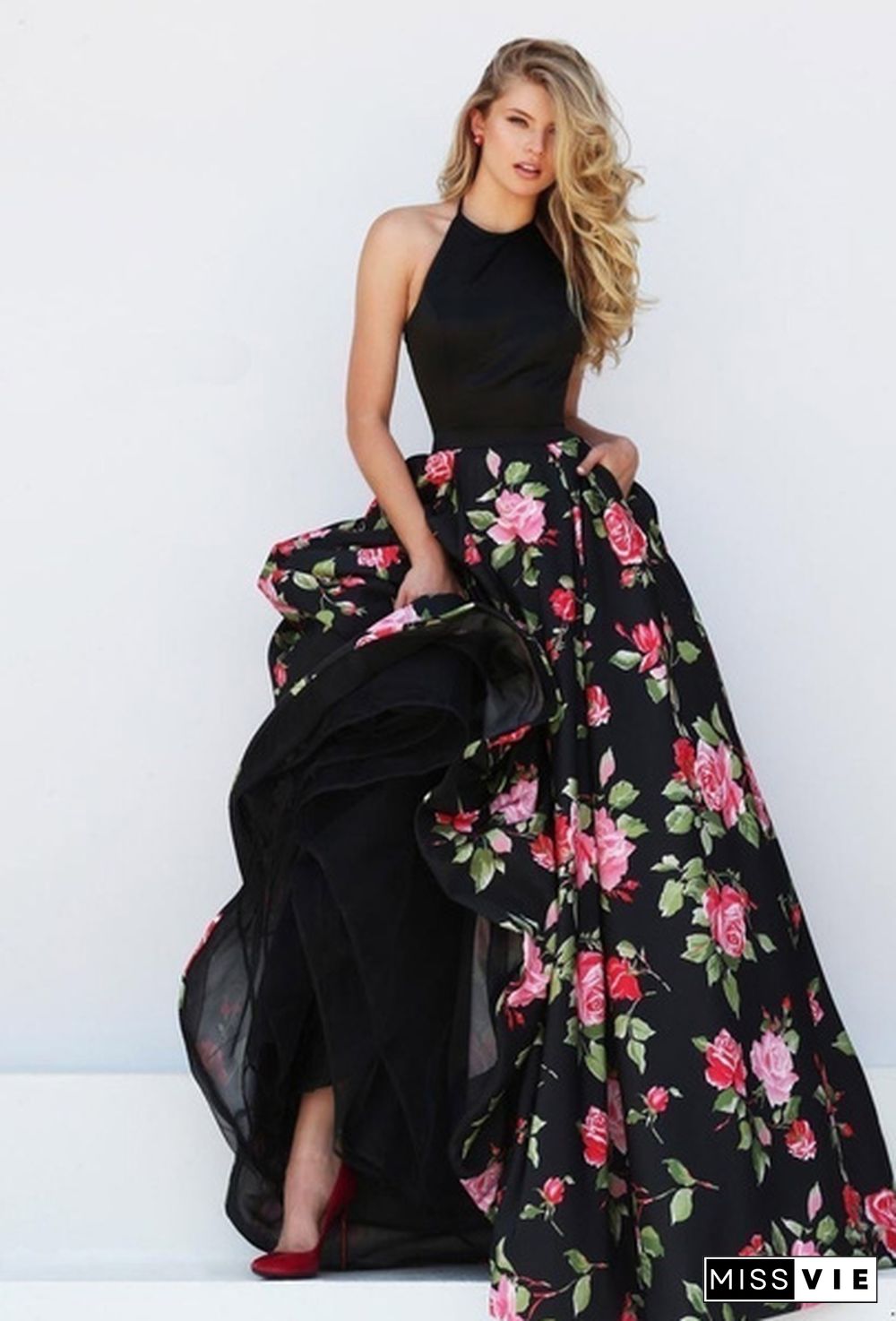 Sexy Women Long Maxi Floral Chiffon Dress Evening Party Formal Prom Gown Dresses Sundress