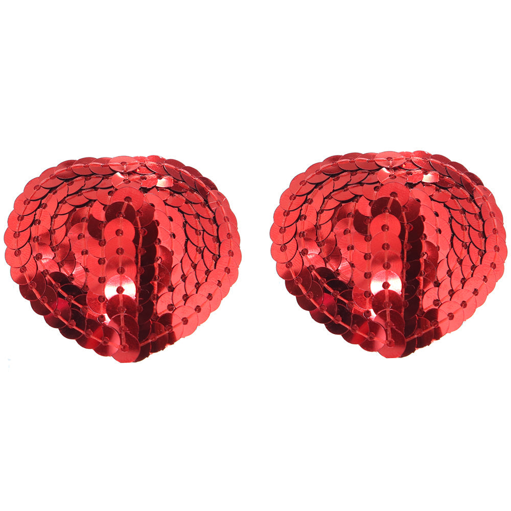 Nipple Couture Red Sequin Heart Covers