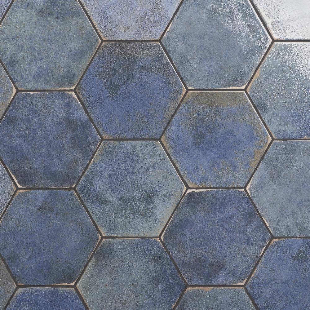 Ivy Hill Tile Mandalay Hex Blue 9.13 in. x 10.51 in. Polished Porcelain Floor and Wall Tile (8.07 sq. ft.Case) EXT3RD107680