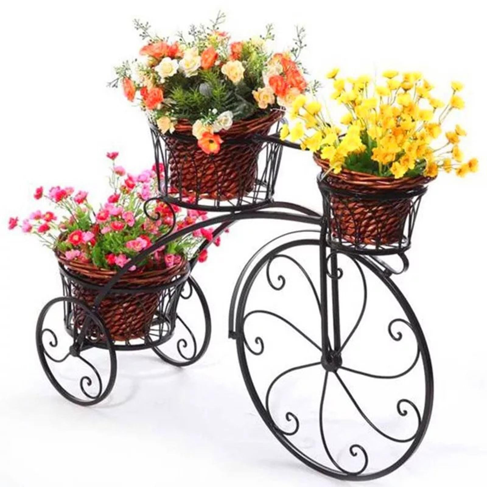 European Style Flower Rack, Cart Holder, Bookshelf Flower Pot Multipurpose Plant Stand for Patio Balcony Fence Home Decoration Black