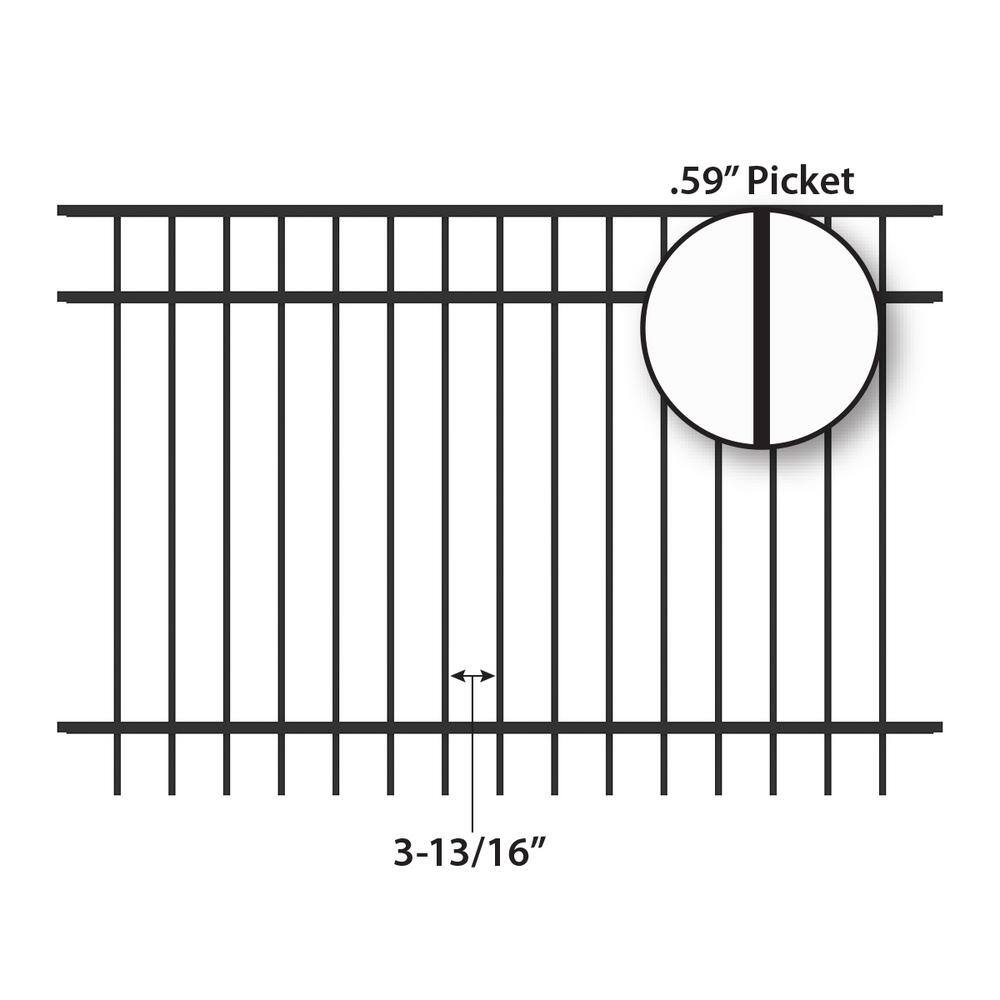 FORGERIGHT Vinings 4 ft. H x 6 ft. W Black Aluminum Pre-Assembled Fence Panel 861685