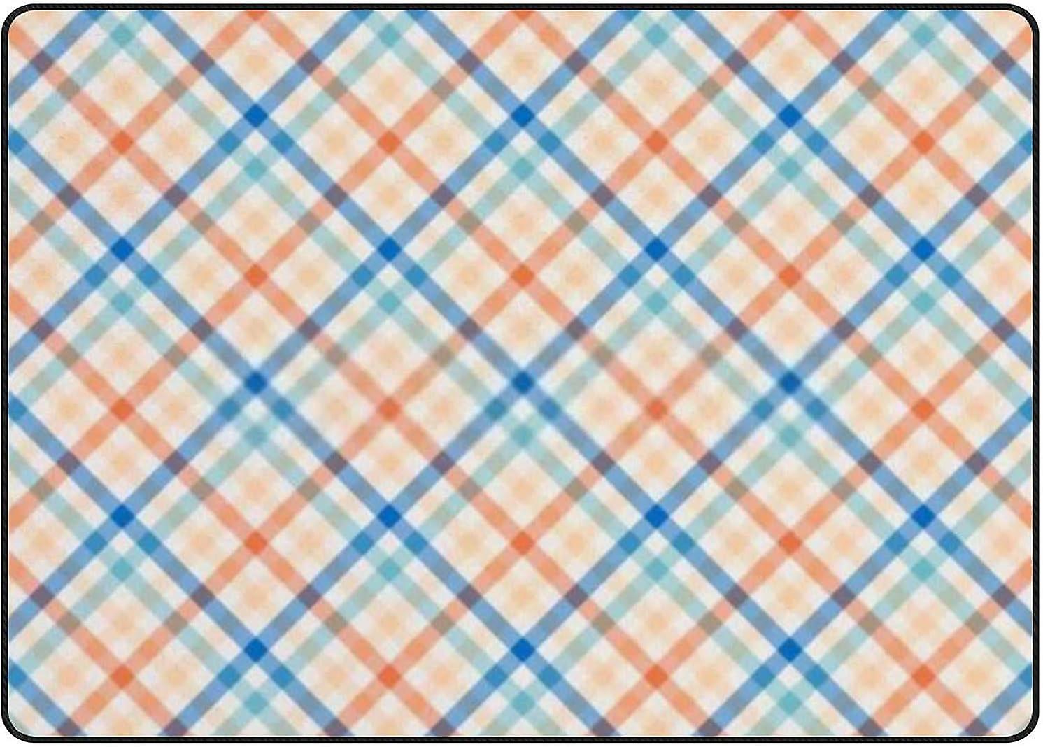 Soft Area Rugs Checkered Tartan Plaid Floor Carpet Mat For Kids Playing Room Hardwood Floor Living Room 80x58in