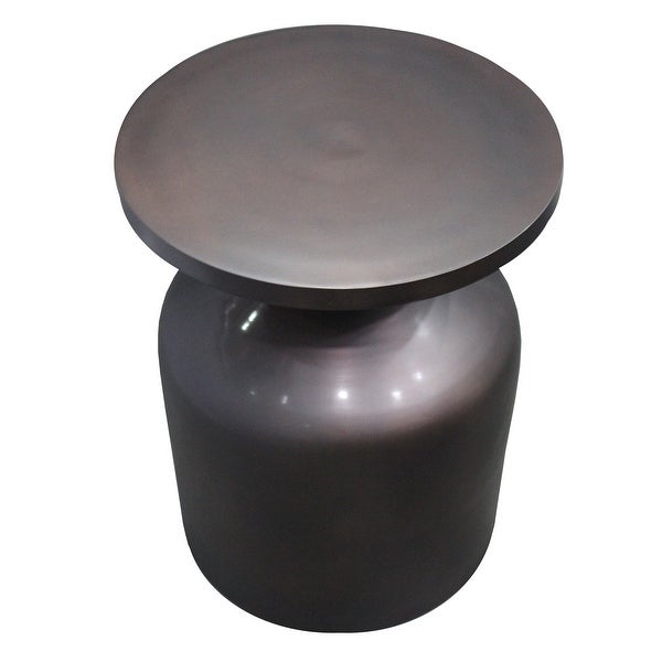 25 Inch Metal Frame End Table with Round to P and Bottle Shape Base for Hallway， Foyer， Den， Bedroom， or Living Room