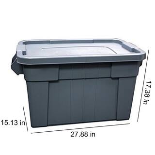 20 Gal. Plastic Durable Storage Bin with Lid in Gray (1-Pack) bin-454