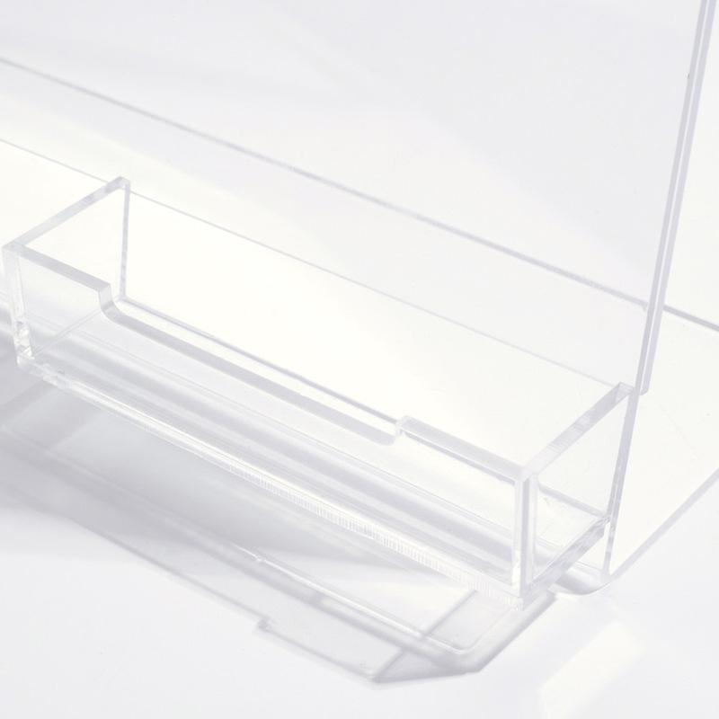 Acrylic Sign holder 8.5 x 11 Slant Back Sign Holder with Business Card Holder for Advertisement Brochure Table Menu Flyer Display