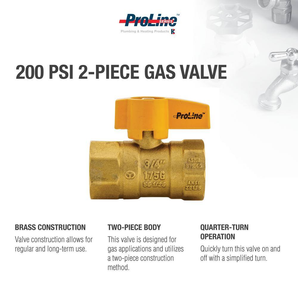 ProLine Series 34 in. Brass FPT 2-Piece Gas Valve 110-224HN