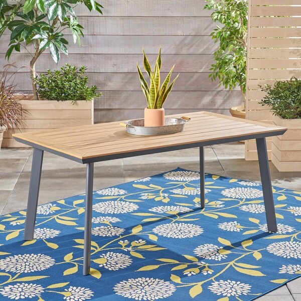 Leeds Outdoor Aluminum and Wood Dining Table by Christopher Knight Home