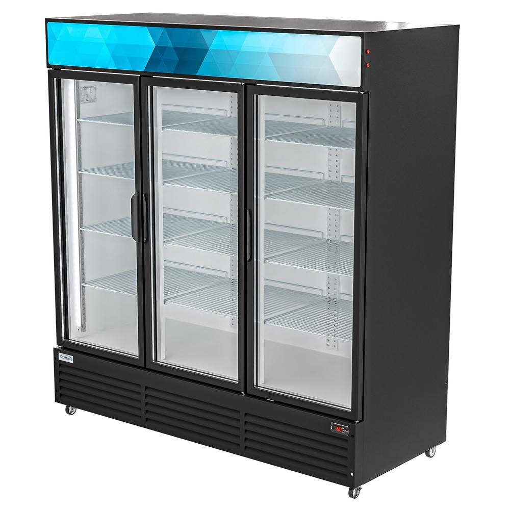 Koolmore 3 Glass Commercial Display Refrigerator Upright Beverage Cooler Merchandiser-5656 Cu. Ft. Swing Door Black CF-56-B