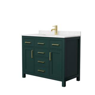 Wyndham Collection Beckett 42 in. W x 22 in. D x 35 in. H Single Sink Bathroom Vanity in Green with Carrara Cultured Marble Top WCG242442SGDCCUNSMXX