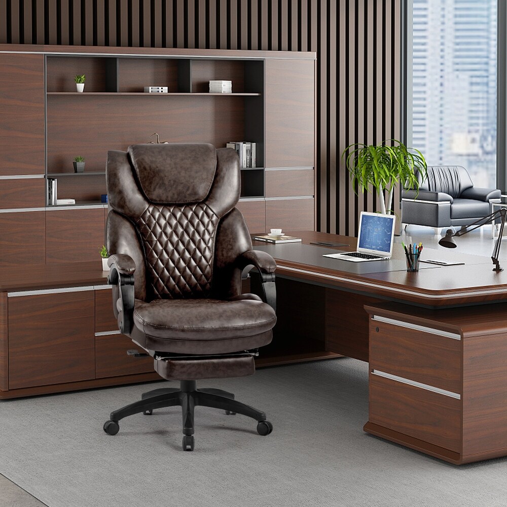 High Back Big   Tall 400lb Office Chair with Footrest Bonded Leather Ergonomic Executive Desk Computer Swivel Chair