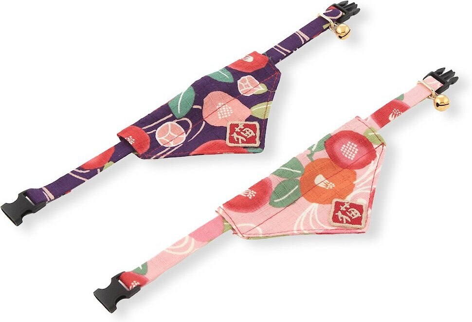 Necoichi Kimono Bandana Cotton Breakaway Cat Collar with Bell