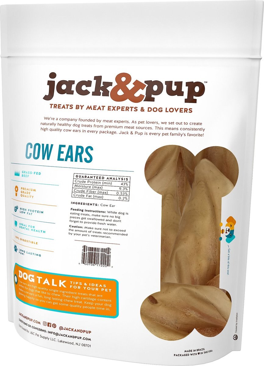 Jack and Pup Cow Ear Dog Treats， 15 count