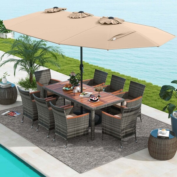 Costway 10 Pieces Patio Wicker Dining Set with DoubleSided Patio