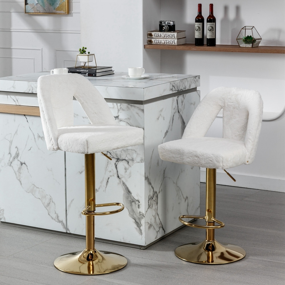 Golden Swivel Velvet Barstools Set of 2